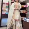 ZF 377 White Color Chinnon Silk Embroidery Sequence Salwar Suit Casual, Wedding, Party, Events Etc. Expected Delivery 4-6 Working Days 2499/- | Casual Suits, Jump Suits, Salwar suit, Creative suits, Designer Suits, Palazzo Suits, Party Wear Suits, Patiala Suits, Straight Suits