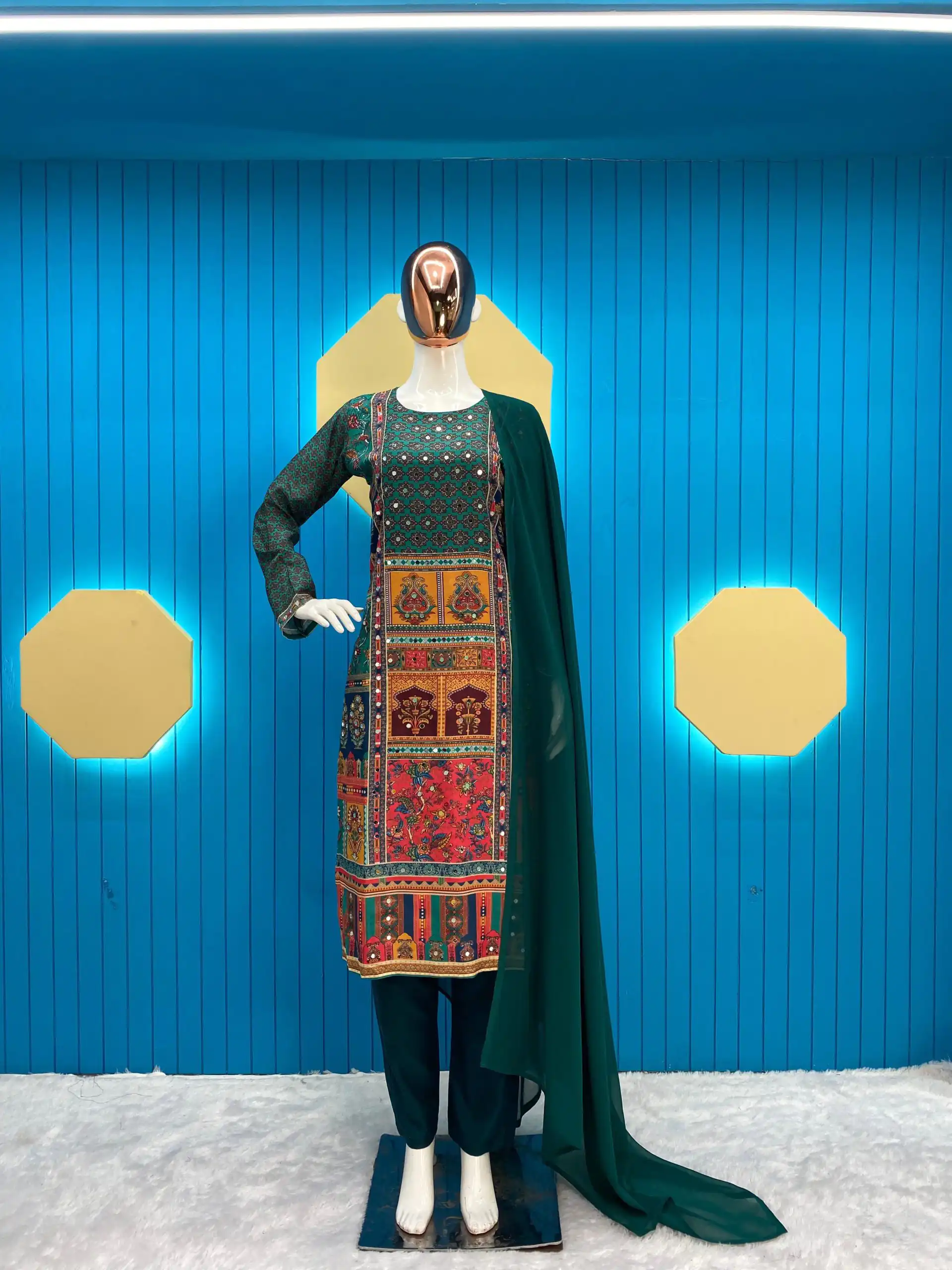 LG 1848 Green Color Maslin Printed And Real Mirror Salwar Suit Casual, Wedding, Festive, Events Expected Delivery 4-6 Working Days @1949/- | Salwar suit, Casual Suits, Creative suits, Designer Suits, Palazzo Suits, Party Wear Suits, Patiala Suits, Straight Suits