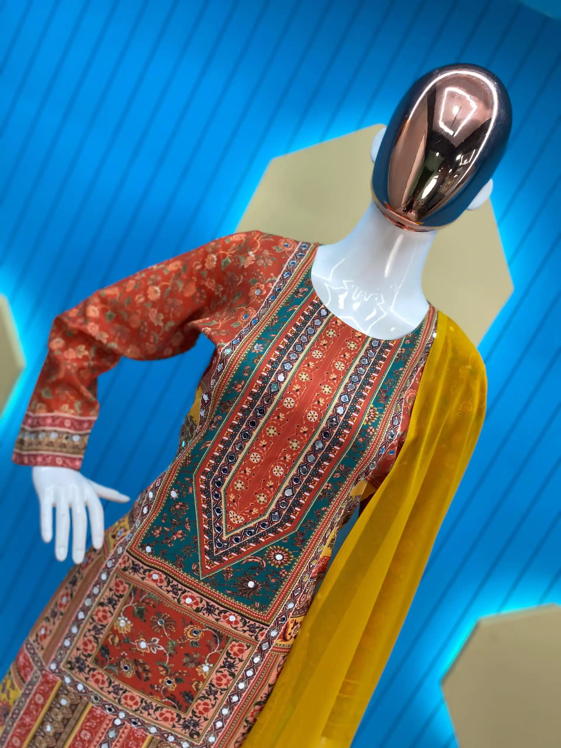 LG 1848 Orange Color Maslin Printed And Real Mirror Salwar Suit Casual, Wedding, Festive, Events Expected Delivery 4-6 Working Days @1949/- | Salwar suit, Casual Suits, Creative suits, Designer Suits, Palazzo Suits, Party Wear Suits, Patiala Suits, Straight Suits