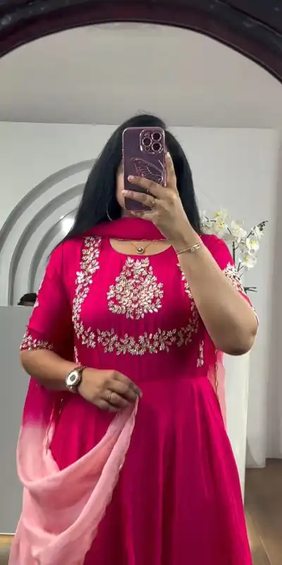 PC 375 Pink Color Chinon Dyeable Embroidery Thread Gown Casual, Party Wear, Events, Festivals Wear Etc. Expected Delivery 4-6 Working Days @2149/- | Gowns, Bollywood Gowns, Creative Gowns, Designer Gowns, Embroidered Gowns, Party Wear Gowns