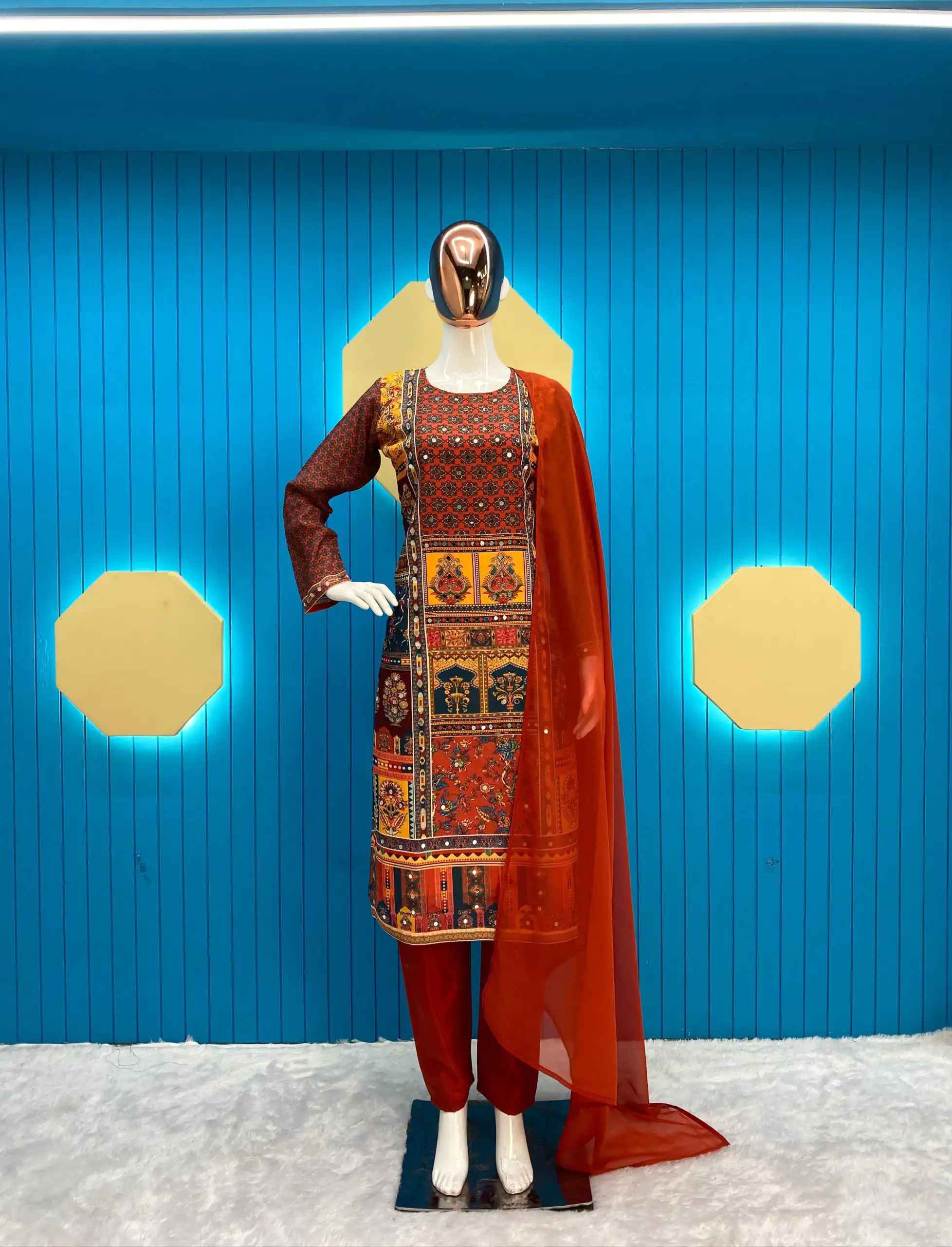  LG 1848 Red Color Maslin Printed And Real Mirror Salwar Suit Casual, Wedding, Festive, Events Expected Delivery 4-6 Working Days @1949/- | Salwar suit, Casual Suits, Creative suits, Designer Suits, Palazzo Suits, Party Wear Suits, Patiala Suits, Straight Suits