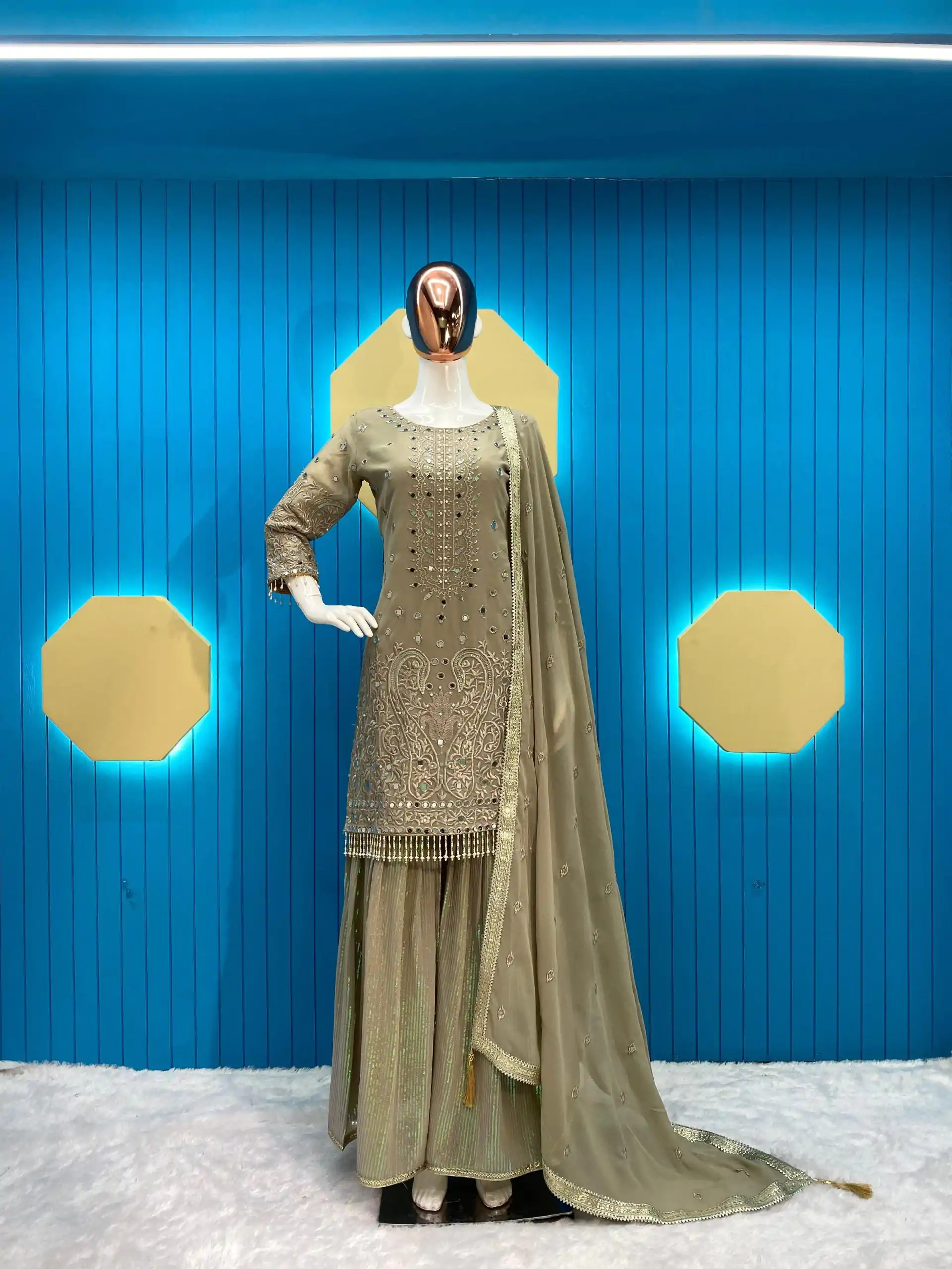 LG 1853 Tan color Georgette Sequence Embroidery Salwar Suit Casual, Wedding, Party, Festive, Events . Expected Delivery  4-6 Working Days @2199/- | Salwar suit, Casual Suits, Creative suits, Designer Suits, Palazzo Suits, Party Wear Suits, Patiala Suits, Straight Suits
