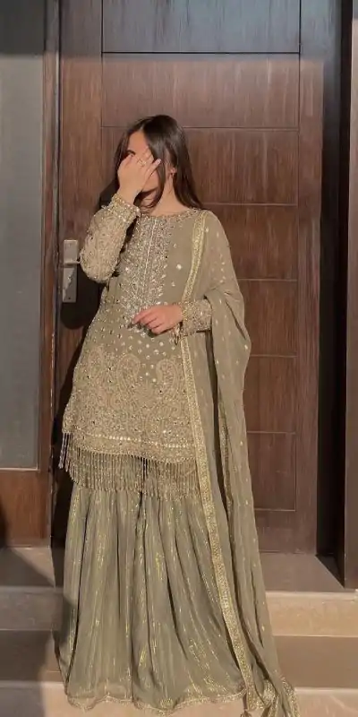 LG 1853 Tan color Georgette Sequence Embroidery Salwar Suit Casual, Wedding, Party, Festive, Events . Expected Delivery  4-6 Working Days @2199/- | Salwar suit, Casual Suits, Creative suits, Designer Suits, Palazzo Suits, Party Wear Suits, Patiala Suits, Straight Suits