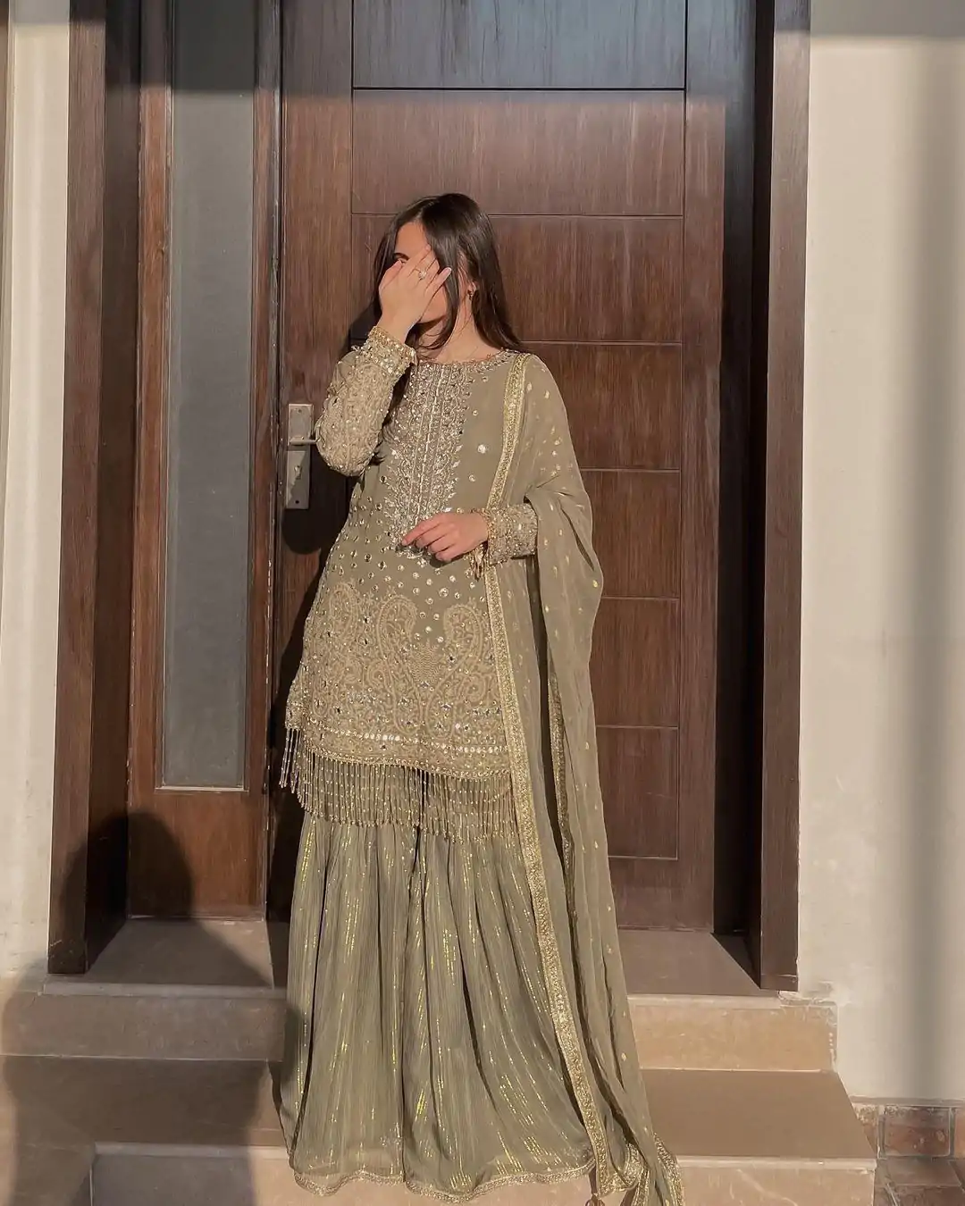 LG 1853 Tan color Georgette Sequence Embroidery Salwar Suit Casual, Wedding, Party, Festive, Events . Expected Delivery  4-6 Working Days @2199/- | Salwar suit, Casual Suits, Creative suits, Designer Suits, Palazzo Suits, Party Wear Suits, Patiala Suits, Straight Suits
