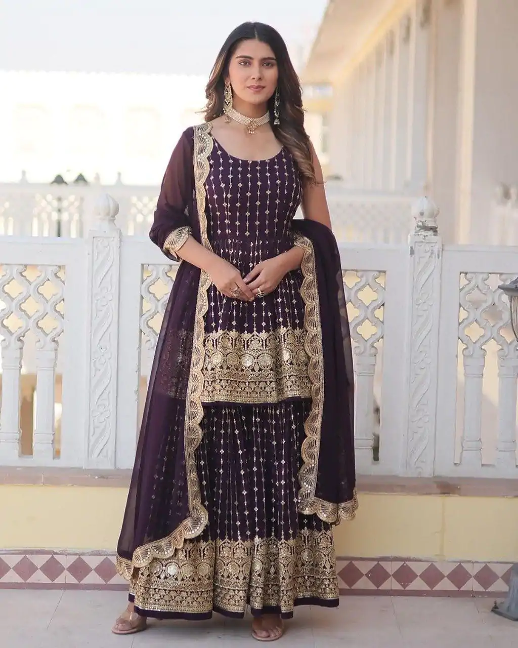   DC G52 Wine Color Georgette Sequence Embroidery Gown Casual, Wedding, Party, Festive, Events Etc. Expected Delivery 4-6 Working Days @2499/- | Jump Suits, Salwar suit, Casual Suits, Creative suits, Designer Suits, Palazzo Suits, Party Wear Suits, Patiala Suits, Straight Suits