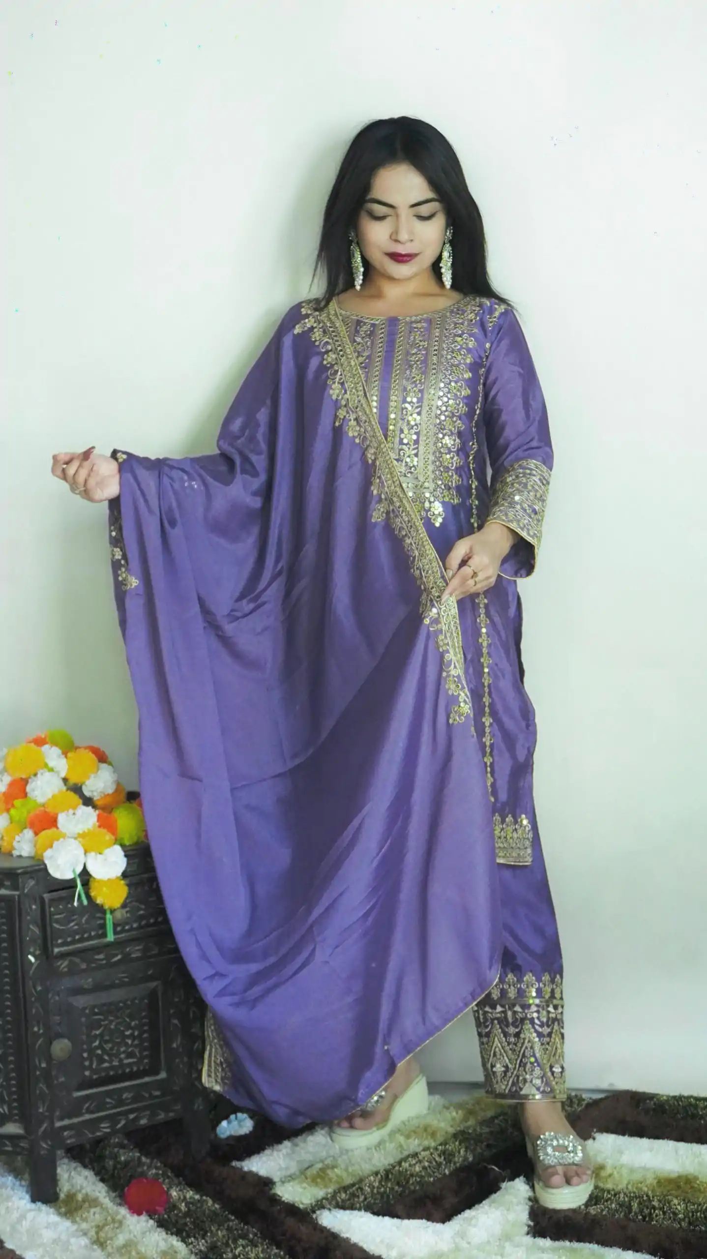 SRK 5151 Dark Violet Color Pure Chinnon Silk Embroidery Sequence Salwar Suit Wedding, Party, Festive, Events Expected Delivery 4-6 Working Days @ 1949/- | Jump Suits, Salwar suit, Casual Suits, Creative suits, Designer Suits, Palazzo Suits, Party Wear Suits, Patiala Suits, Straight Suits