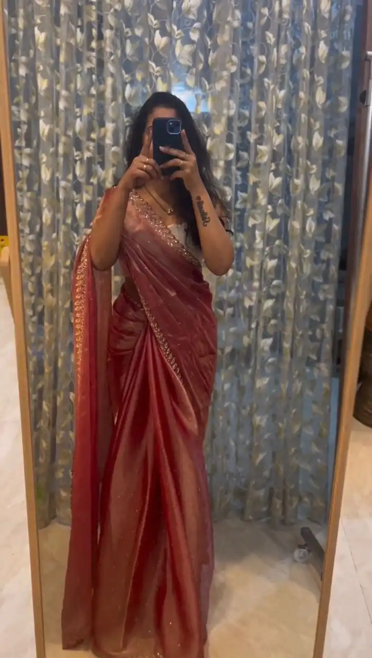 BT 1221 Peach Color Soft Jimmy Choo Embroidery Sequence Saree Casual, Party Wear, Traditional Wear, Wedding Wear, Events Etc.@1799/- | Designer Sarees, Sarees, Bollywood Sarees, Creative Sarees, Ethnic Saree, Modern Digital sarees, Party Wear Sarees