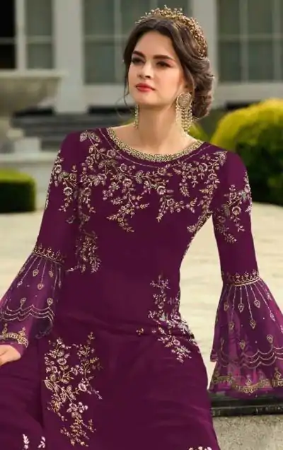 DS 0022832 Purple color Georgette Embroidered Sequence Salwar Suit Casual, Wedding, Party, Festive, Events . Expected Delivery  4-6 Working Days @1899/- | Salwar suit, Casual Suits, Creative suits, Designer Suits, Palazzo Suits, Party Wear Suits, Patiala Suits, Straight Suits