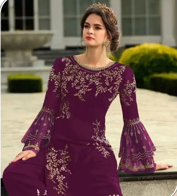 DS 0022832 Purple color Georgette Embroidered Sequence Salwar Suit Casual, Wedding, Party, Festive, Events . Expected Delivery  4-6 Working Days @1899/- | Salwar suit, Casual Suits, Creative suits, Designer Suits, Palazzo Suits, Party Wear Suits, Patiala Suits, Straight Suits
