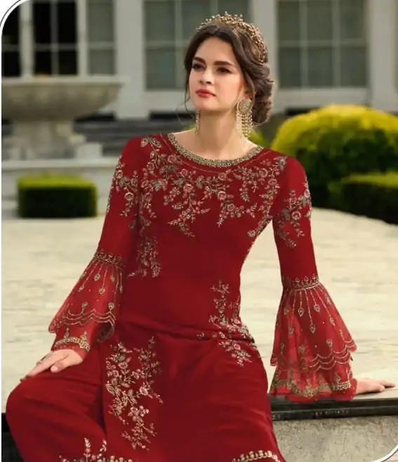 DS 0022832 Red color Georgette Embroidered Sequence Salwar Suit Casual, Wedding, Party, Festive, Events . Expected Delivery  4-6 Working Days @1899/- | Salwar suit, Casual Suits, Creative suits, Designer Suits, Palazzo Suits, Party Wear Suits, Patiala Suits, Straight Suits