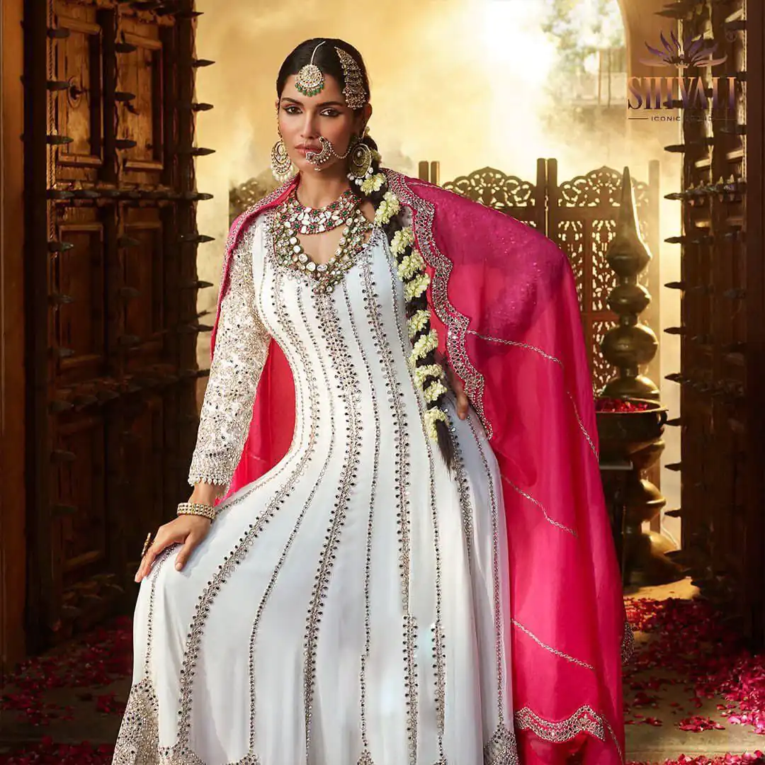 VLM 181 White Color Chinon Silk Embroidery Sequence Salwar Suit Wedding, Party, Festive, Events Expected Delivery 4-6 Working Days @ 2249/- Only | Salwar suit, Casual Suits, Creative suits, Designer Suits, Party Wear Suits, Straight Suits