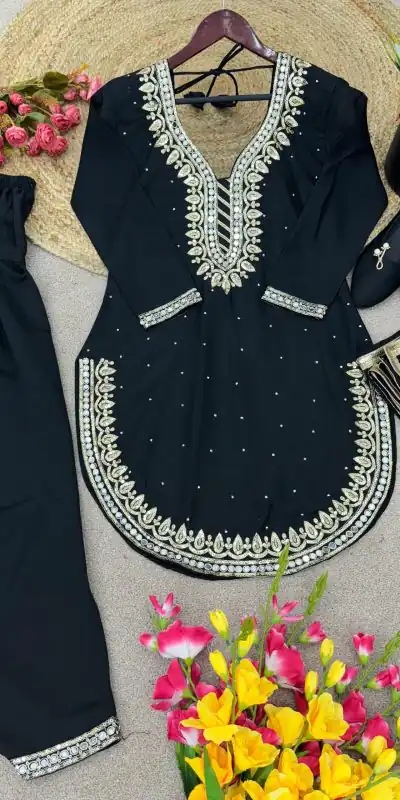 SRK 5138 Black Color Pure Chinnon Embroidery Diamond Salwar Suit Wedding, Party, Festive, Events Expected Delivery 4-6 Working Days @ 1949/- | Jump Suits, Salwar suit, Casual Suits, Creative suits, Designer Suits, Palazzo Suits, Party Wear Suits, Patiala Suits, Straight Suits