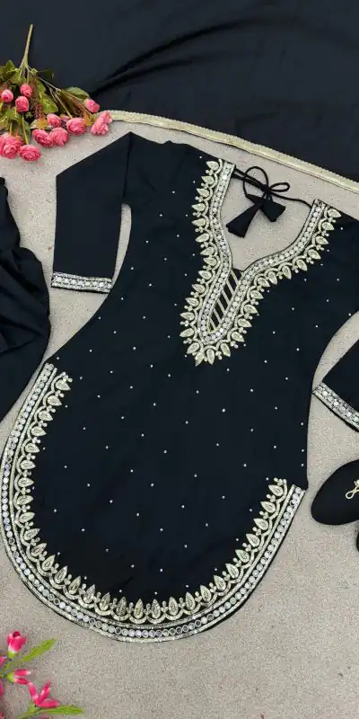 SRK 5138 Black Color Pure Chinnon Embroidery Diamond Salwar Suit Wedding, Party, Festive, Events Expected Delivery 4-6 Working Days @ 1949/- | Jump Suits, Salwar suit, Casual Suits, Creative suits, Designer Suits, Palazzo Suits, Party Wear Suits, Patiala Suits, Straight Suits