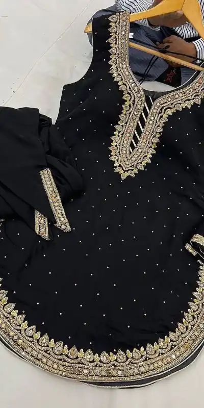 SRK 5138 Black Color Pure Chinnon Embroidery Diamond Salwar Suit Wedding, Party, Festive, Events Expected Delivery 4-6 Working Days @ 1949/- | Jump Suits, Salwar suit, Casual Suits, Creative suits, Designer Suits, Palazzo Suits, Party Wear Suits, Patiala Suits, Straight Suits