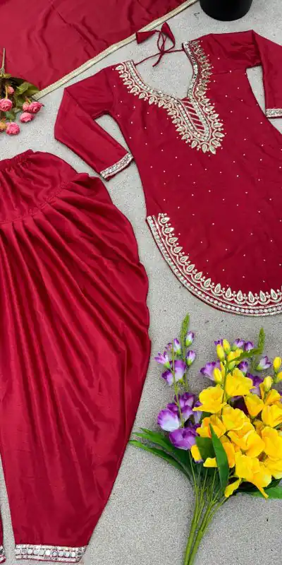 SRK 5138 Red Color Pure Chinnon Embroidery Diamond Salwar Suit Wedding, Party, Festive, Events Expected Delivery 4-6 Working Days @ 1949/- | Jump Suits, Salwar suit, Casual Suits, Creative suits, Designer Suits, Palazzo Suits, Party Wear Suits, Patiala Suits, Straight Suits