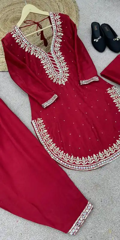 SRK 5138 Red Color Pure Chinnon Embroidery Diamond Salwar Suit Wedding, Party, Festive, Events Expected Delivery 4-6 Working Days @ 1949/- | Jump Suits, Salwar suit, Casual Suits, Creative suits, Designer Suits, Palazzo Suits, Party Wear Suits, Patiala Suits, Straight Suits