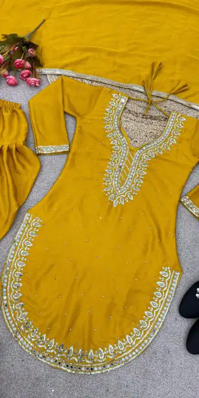 SRK 5138 Yellow Color Pure Chinnon Embroidery Diamond Salwar Suit Wedding, Party, Festive, Events Expected Delivery 4-6 Working Days @ 1949/- | Jump Suits, Salwar suit, Casual Suits, Creative suits, Designer Suits, Palazzo Suits, Party Wear Suits, Patiala Suits, Straight Suits