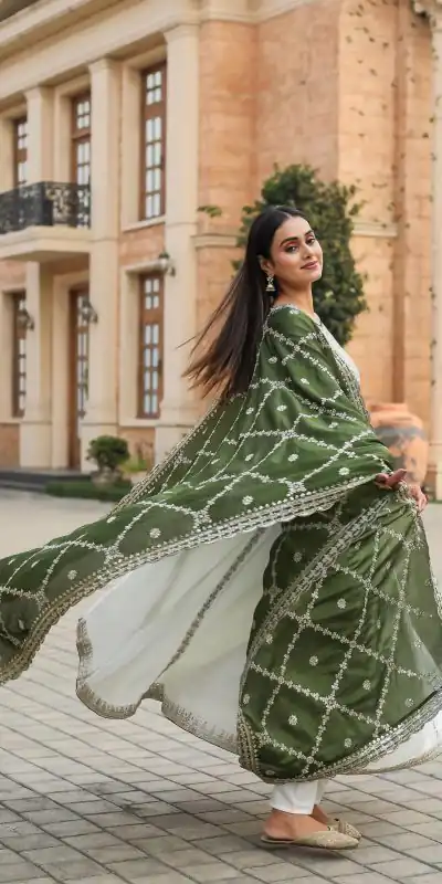 AD157 White & Green Color Chinon Silk Embroidery Sequence Salwar Suit Wedding, Party, Festive, Events Expected Delivery 4-6 Working Days @ 2099/- | Salwar suit, Casual Suits, Creative suits, Designer Suits, Palazzo Suits, Party Wear Suits, Patiala Suits, Straight Suits