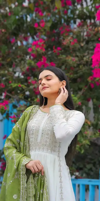 AD157 White & Olive Green Color Chinon Silk Embroidery Sequence Salwar Suit Wedding, Party, Festive, Events Expected Delivery 4-6 Working Days @ 2099/- | Salwar suit, Casual Suits, Creative suits, Designer Suits, Palazzo Suits, Party Wear Suits, Patiala Suits, Straight Suits