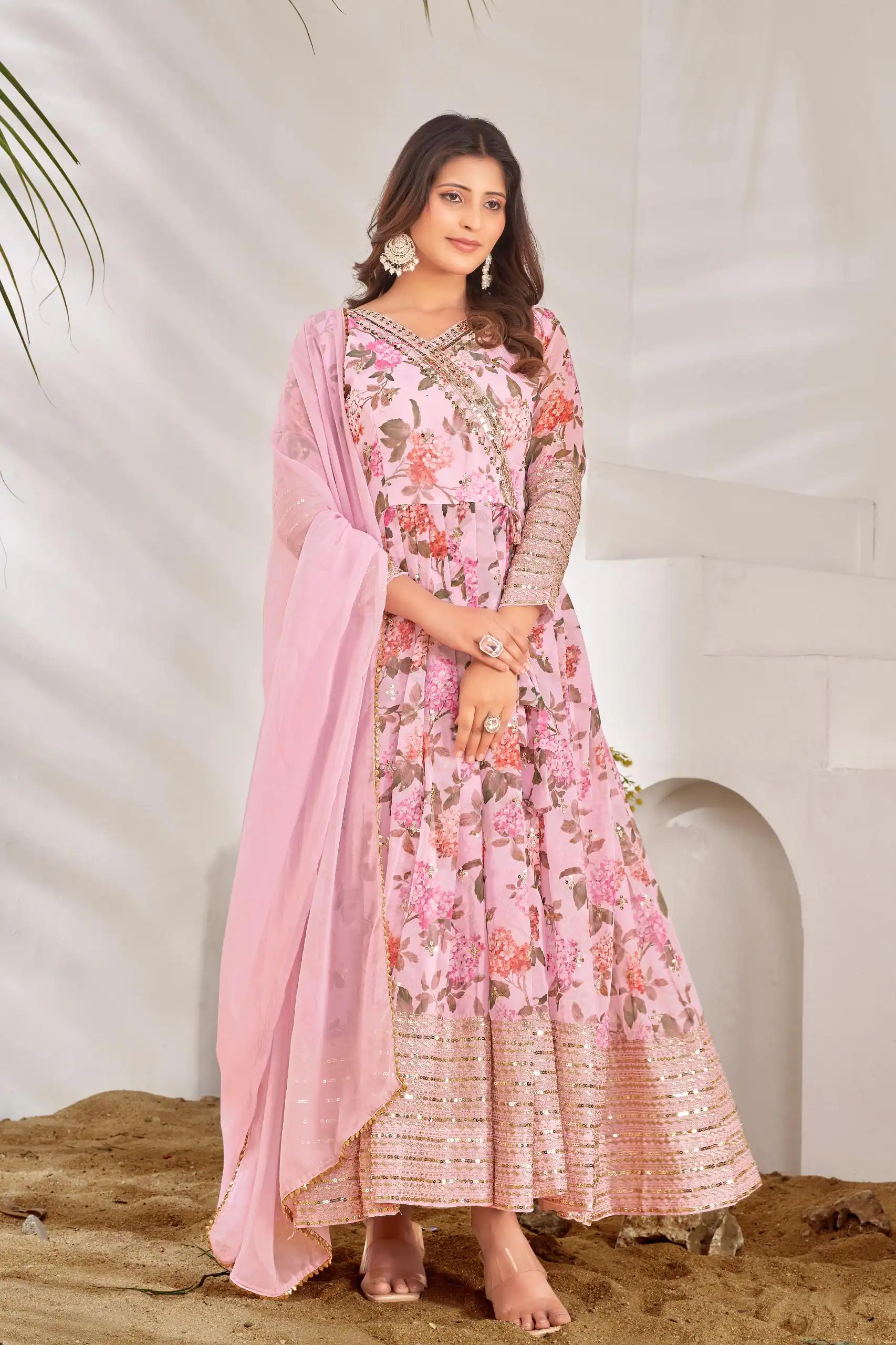 NSR 751 Pink Color Georgette Embroidery Sequence Sharara Suit Casual, Wedding, Party, Festive, Events Etc. Expected Delivery 4-6 Working Days @2099/- | Jump Suits, Salwar suit, Casual Suits, Creative suits, Designer Suits, Palazzo Suits, Party Wear Suits, Patiala Suits, Straight Suits