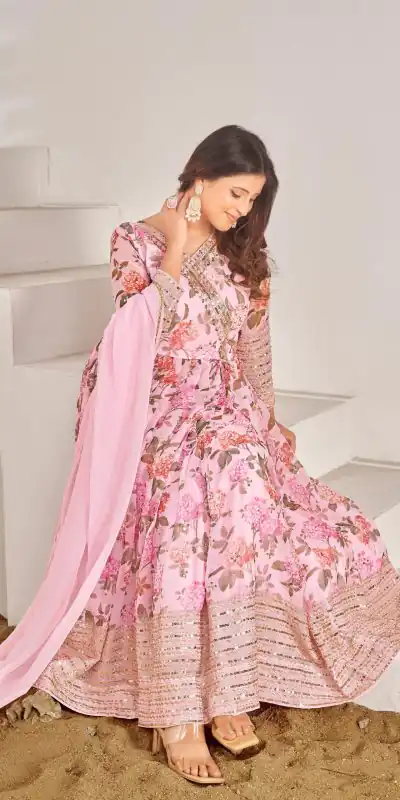 NSR 751 Pink Color Georgette Embroidery Sequence Sharara Suit Casual, Wedding, Party, Festive, Events Etc. Expected Delivery 4-6 Working Days @2099/- | Jump Suits, Salwar suit, Casual Suits, Creative suits, Designer Suits, Palazzo Suits, Party Wear Suits, Patiala Suits, Straight Suits