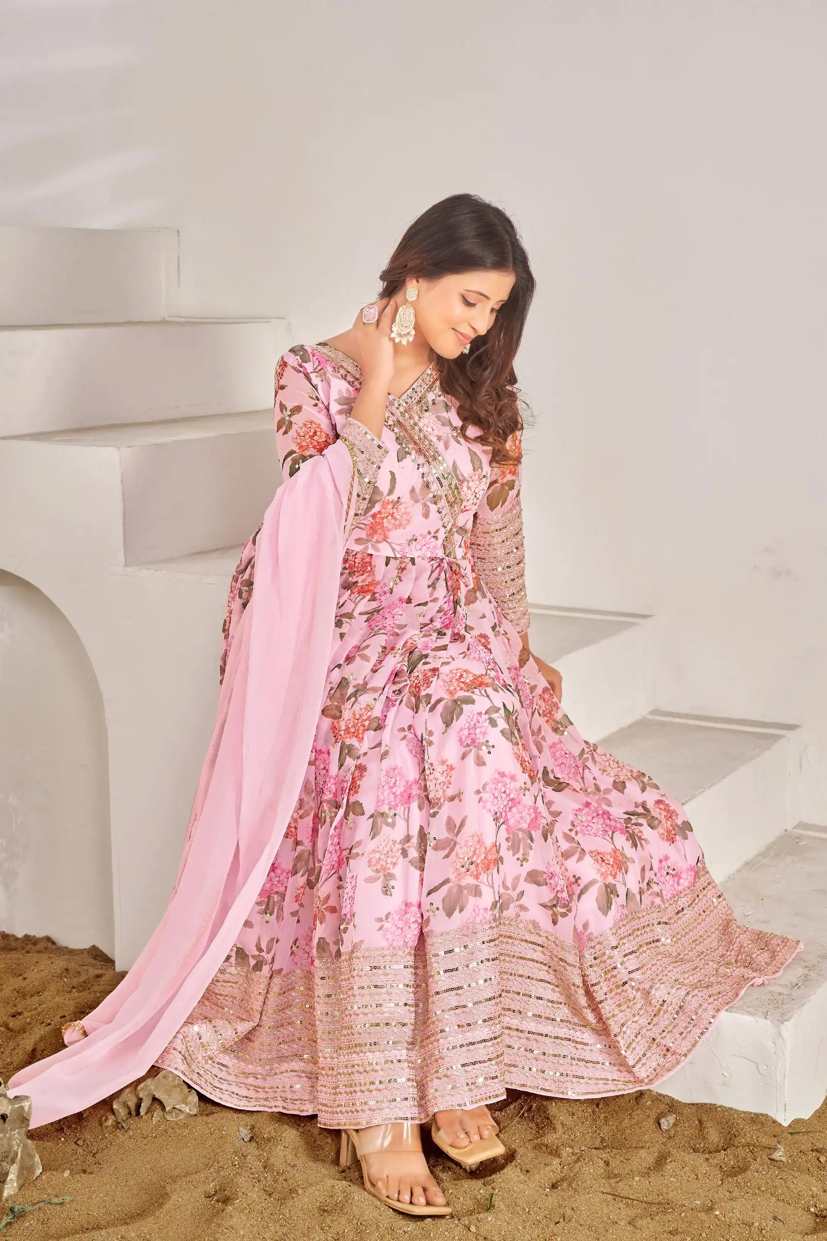 NSR 751 Pink Color Georgette Embroidery Sequence Sharara Suit Casual, Wedding, Party, Festive, Events Etc. Expected Delivery 4-6 Working Days @2099/- | Jump Suits, Salwar suit, Casual Suits, Creative suits, Designer Suits, Palazzo Suits, Party Wear Suits, Patiala Suits, Straight Suits