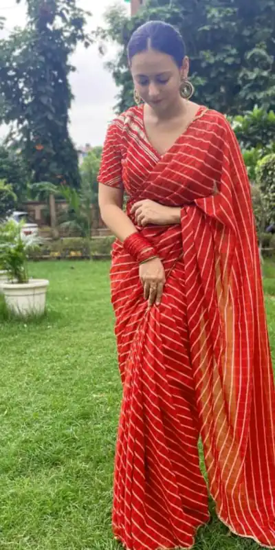 SF 257 Red Color Soft Georgette Digital Leheriya Printed Saree Casual Wedding ,Festive ,Events Etc. Expected Delivery  4-6 Working Days @1899/- | Designer Sarees, Sarees, Bollywood Sarees, Creative Sarees, Embroidered Sarees, Ethnic Saree, Modern Digital sarees, Party Wear Sarees