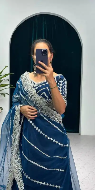 ST 1036 Royal Blue Color Blooming Vichitra Embroidery Lehenga Saree Casual, Wedding, Party, Festive, Events Etc. Expected Delivery 4-6 Working Days @2199/- | Lehenga, Bollywood Lehenga, Creative Lehenga, Designer Lehenga, Embroidered Lehenga, Party Wear Lehenga