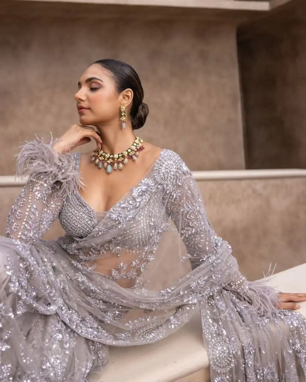 DS BT 387 Silver Color Nylon Butterfly Net Malty & Sequence Saree Wedding, Party, Festive, Events Expected Delivery 4-6 Working Days @ 1699/- | Designer Sarees, Sarees, Bollywood Sarees, Creative Sarees, Embroidered Sarees, Ethnic Saree, Modern Digital sarees, Party Wear Sarees