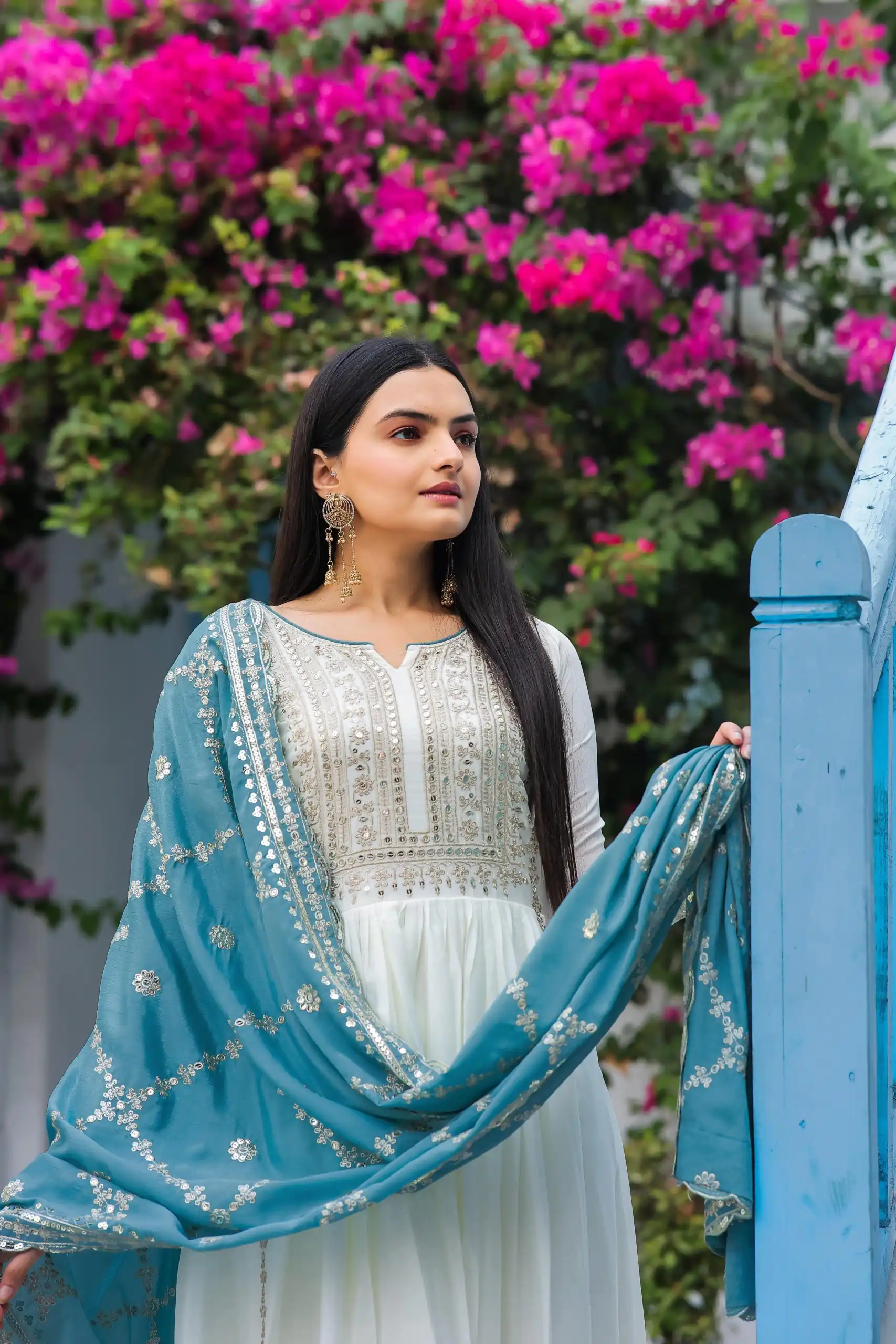 AD157 White & Sky Blue Color Chinon Silk Embroidery Sequence Salwar Suit Wedding, Party, Festive, Events Expected Delivery 4-6 Working Days @ 2099/- | Salwar suit, Casual Suits, Creative suits, Designer Suits, Palazzo Suits, Party Wear Suits, Patiala Suits, Straight Suits