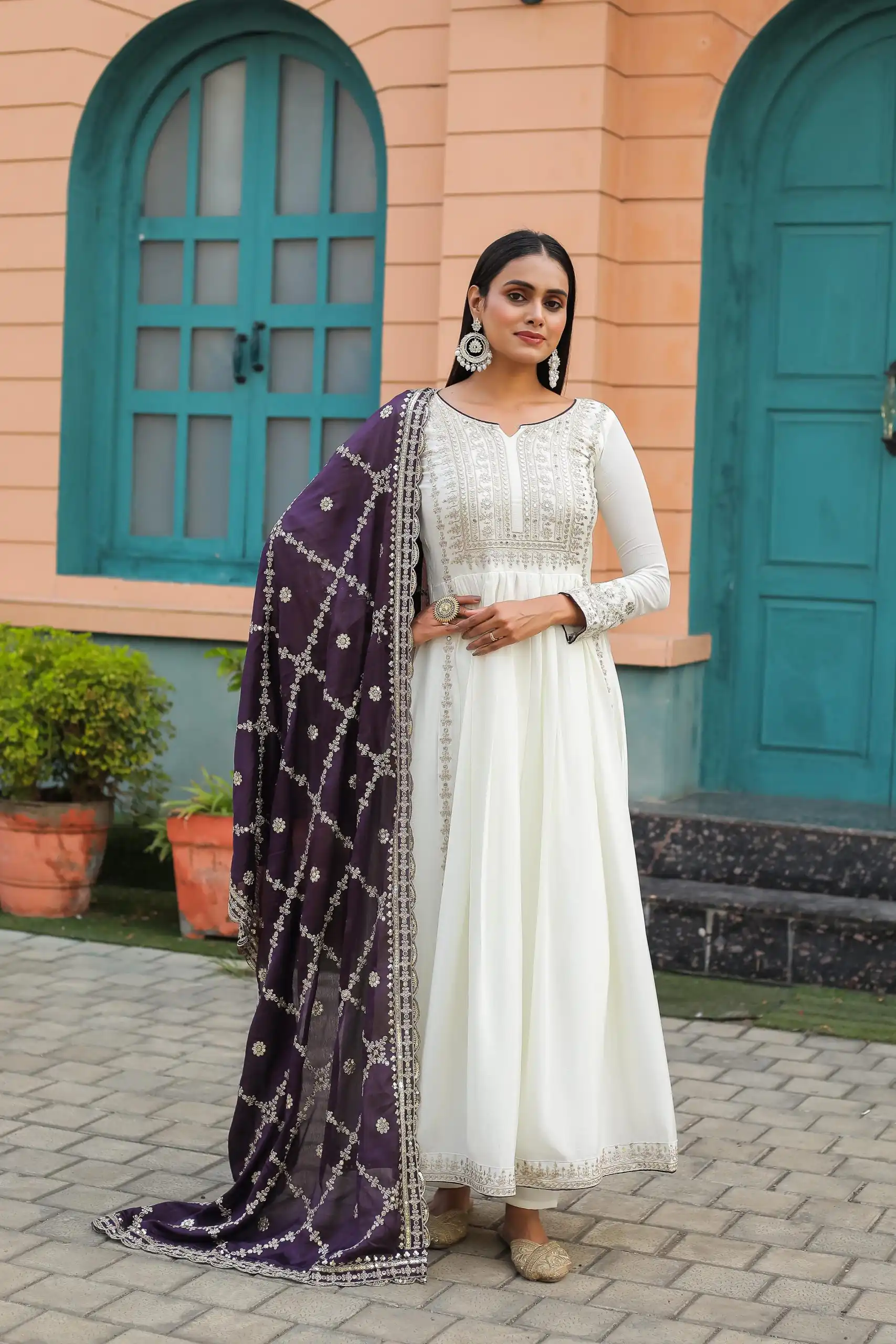 AD157 White & Violet Color Chinon Silk Embroidery Sequence Salwar Suit Wedding, Party, Festive, Events Expected Delivery 4-6 Working Days @ 2099/- | Salwar suit, Casual Suits, Creative suits, Designer Suits, Palazzo Suits, Party Wear Suits, Patiala Suits, Straight Suits