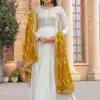 AD157 White & Yellow Color Chinon Silk Embroidery Sequence Salwar Suit Wedding, Party, Festive, Events Expected Delivery 4-6 Working Days @ 2099/- | Salwar suit, Casual Suits, Creative suits, Designer Suits, Palazzo Suits, Party Wear Suits, Patiala Suits, Straight Suits
