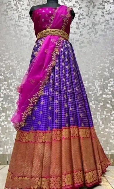 SC Mohini Blue Color Kanjivaram Silk Zari Design Half Saree , Party Wear, Events, Festivals Expected Delivery 4-6 Working Days 1749/- | Lehenga, Bollywood Lehenga, Creative Lehenga, Designer Lehenga, Embroidered Lehenga, Party Wear Lehenga