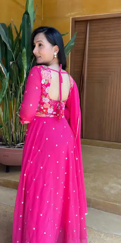   Ram 007 Pink Color Fox Georgette Embroidery Lace Work Gown Casual, Wedding, Party, Festive, Events Etc. Expected Delivery 4-6 Working Days @2049/- | Gowns, Bollywood Gowns, Creative Gowns, Designer Gowns, Embroidered Gowns, Party Wear Gowns