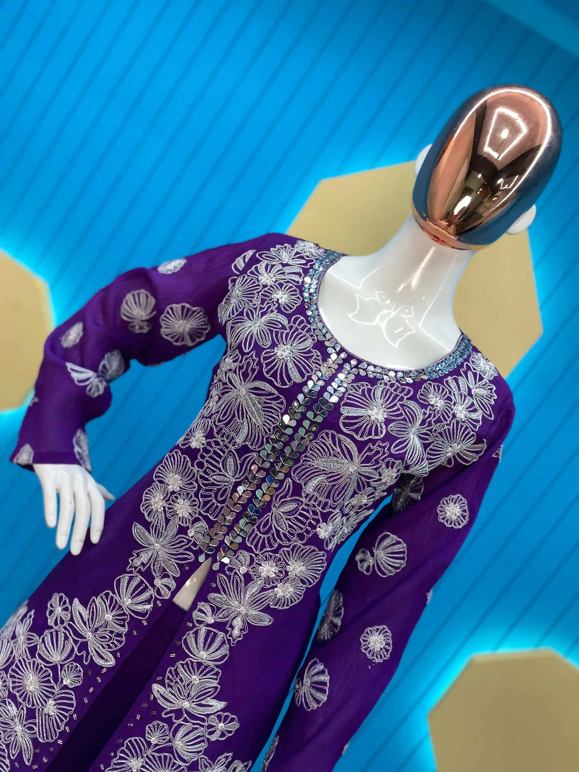 LG 1849 Violet Color Chinon Silk Embroidered Sequence Salwar Suit Party, Wedding, Festive, Events Etc., Expected Delivery 4-6 Working Days@1999/- Only | Salwar suit, Casual Suits, Creative suits, Designer Suits, Palazzo Suits, Party Wear Suits, Patiala Suits, Straight Suits