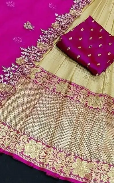 SC Mohini Yellow Color Kanjivaram Silk Zari Design Half Saree , Party Wear, Events, Festivals Expected Delivery 4-6 Working Days 1749/- | Lehenga, Bollywood Lehenga, Creative Lehenga, Designer Lehenga, Embroidered Lehenga, Party Wear Lehenga