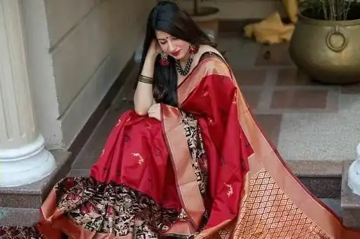 ES 8160 Red Color Soft Lichi Silk Butti Work Saree Casual, Wedding, Party, Festive, Events Etc. Expected Delivery 4-6 Working Days @1499/- | Designer Sarees, Embroidered Sarees, Sarees, Bollywood Sarees, Creative Sarees, Ethnic Saree, Modern Digital sarees, Party Wear Sarees