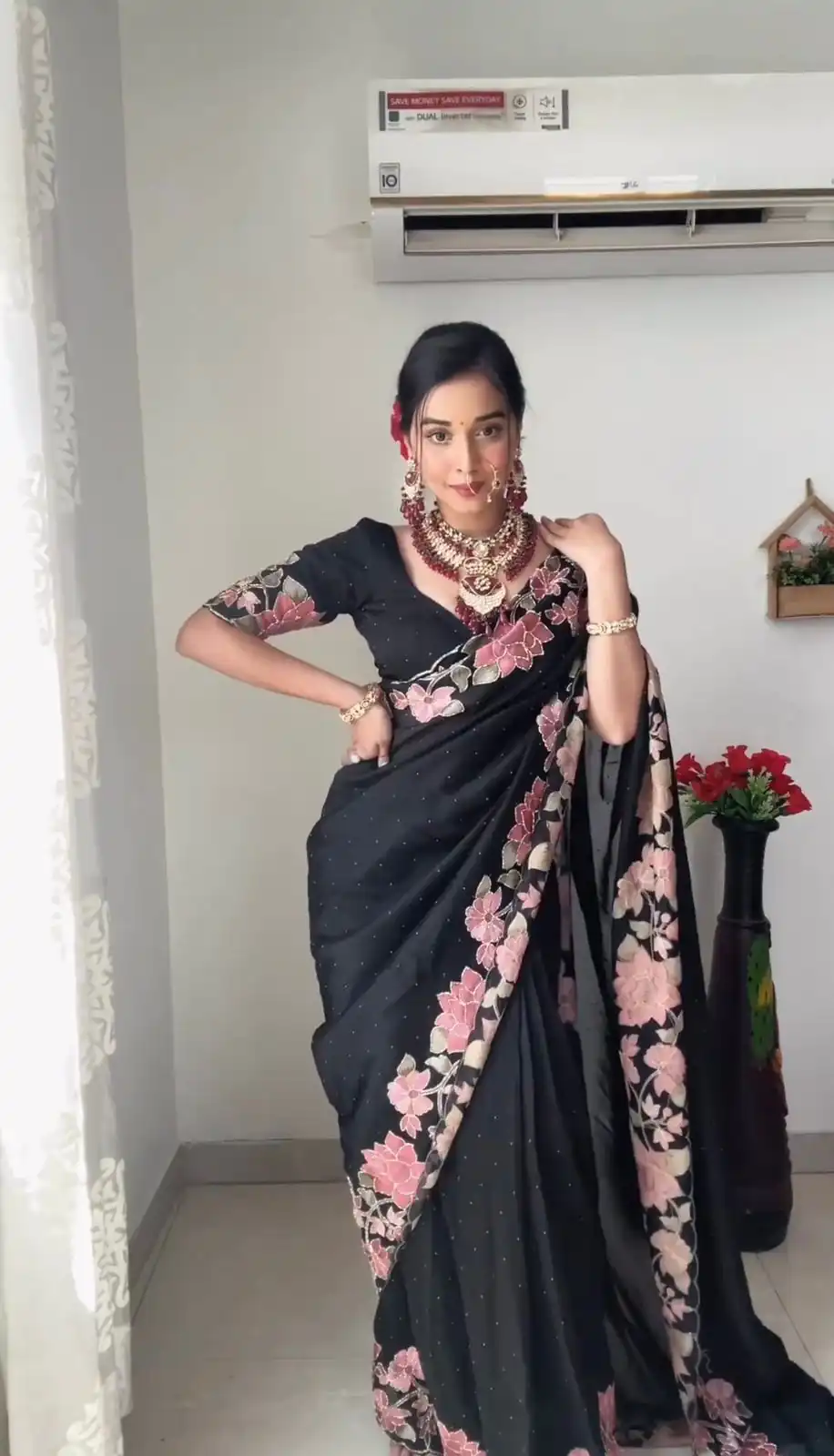 KD 403 Black Color Faux Georgette Three With Pearl Work Saree Casual, Party, Wedding, Festive, Events Etc.  Expected Delivery  4-6 Working Days @1799/- | Designer Sarees, Sarees, Bollywood Sarees, Creative Sarees, Embroidered Sarees, Ethnic Saree, Modern Digital sarees, Party Wear Sarees
