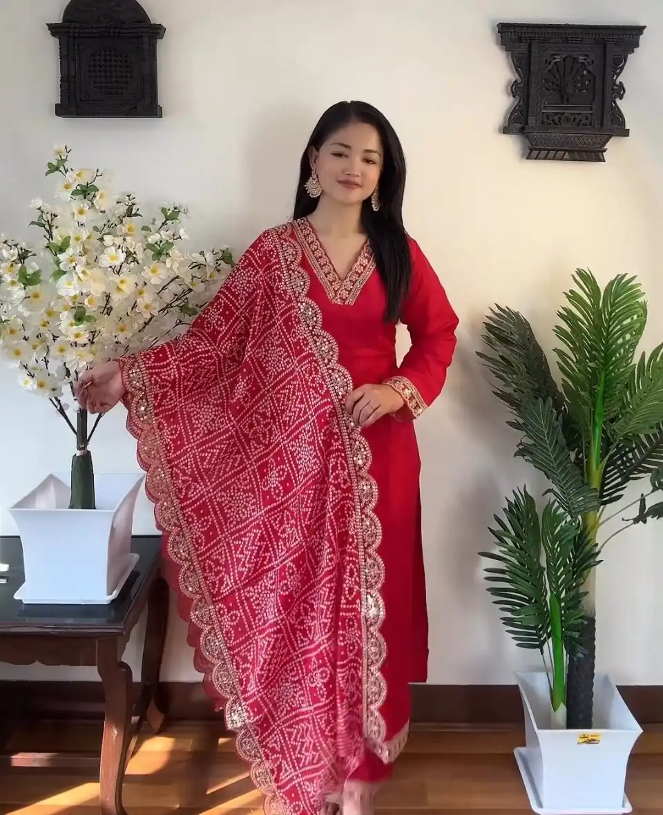 VLM 172 Red Color Rayon Embroidery Work Salwar Suit Wedding, Party, Festive, Events Etc.  Expected Delivery 4-6 Working Days @1799/-Only | Casual Suits, Salwar suit, Creative suits, Designer Suits, Palazzo Suits, Party Wear Suits, Straight Suits