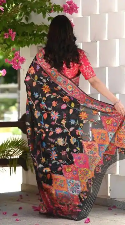 DDF 501 Black Color Kashmiri Running Thread Zari Work Saree Casual, Party Wear, Events, Festivals Etc. Expected Delivery 4-6 Working Days 2399/- | Designer Sarees, Sarees, Bollywood Sarees, Creative Sarees, Embroidered Sarees, Ethnic Saree, Modern Digital sarees, Party Wear Sarees