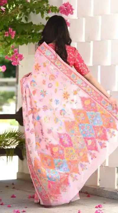 DDF 501 Pink Color Kashmiri Running Thread Zari Work Saree Casual, Party Wear, Events, Festivals Etc. Expected Delivery 4-6 Working Days 2399/- | Designer Sarees, Sarees, Bollywood Sarees, Creative Sarees, Embroidered Sarees, Ethnic Saree, Modern Digital sarees, Party Wear Sarees