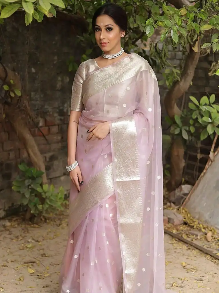 MS 440 Baby Pink Color Organza Jacquard Butti Worked Saree Casual, Party Wear, Wedding, Events, Etc. Expected Delivery 4-6 Working Days 1449/- | Designer Sarees, Sarees, Bollywood Sarees, Creative Sarees, Embroidered Sarees, Ethnic Saree, Modern Digital sarees, Party Wear Sarees