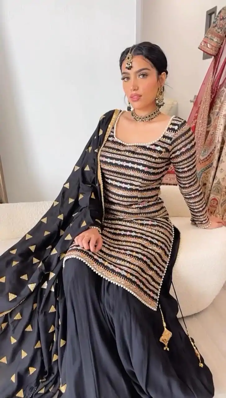 RTC 5713 Black Color Chinon Silk Thread Sequence Work Salwar Suit Wedding, Party, Festive, Events Etc.   Expected Delivery 4-6 Working Days @2099/- | Salwar suit, Casual Suits, Creative suits, Designer Suits, Palazzo Suits, Patiala Suits, Straight Suits