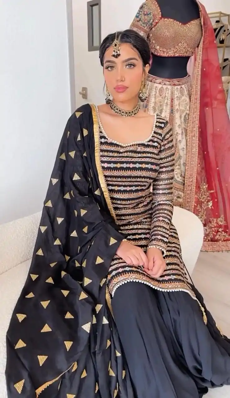 RTC 5713 Black Color Chinon Silk Thread Sequence Work Salwar Suit Wedding, Party, Festive, Events Etc.   Expected Delivery 4-6 Working Days @2099/- | Salwar suit, Casual Suits, Creative suits, Designer Suits, Palazzo Suits, Patiala Suits, Straight Suits
