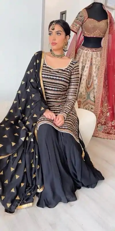 RTC 5713 Black Color Chinon Silk Thread Sequence Work Salwar Suit Wedding, Party, Festive, Events Etc.   Expected Delivery 4-6 Working Days @2099/- | Salwar suit, Casual Suits, Creative suits, Designer Suits, Palazzo Suits, Patiala Suits, Straight Suits
