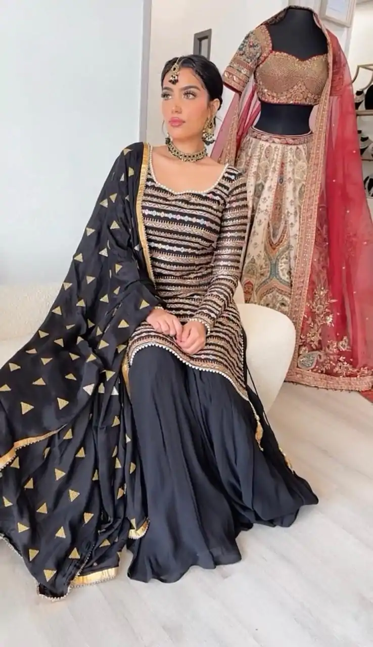 RTC 5713 Black Color Chinon Silk Thread Sequence Work Salwar Suit Wedding, Party, Festive, Events Etc.   Expected Delivery 4-6 Working Days @2099/- | Salwar suit, Casual Suits, Creative suits, Designer Suits, Palazzo Suits, Patiala Suits, Straight Suits