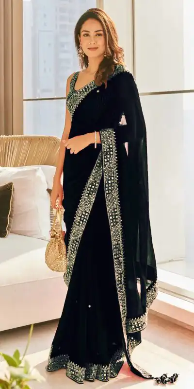 DS BT 381 Black Color Georgette Dori Thread Sequence Work Saree Wedding, Party, Festive, Events Expected Delivery 4-6 Working Days @ 1699/- | Designer Sarees, Sarees, Bollywood Sarees, Creative Sarees, Embroidered Sarees, Ethnic Saree, Modern Digital sarees, Party Wear Sarees