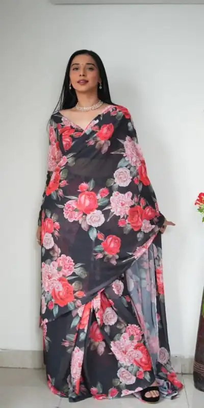 SC 263 Black Color Pure Soft Georgette Silk Design All Over Saree , Party Wear, Events, Festivals Expected Delivery 4-6 Working Days 1599/- | Designer Sarees, Sarees, Bollywood Sarees, Creative Sarees, Embroidered Sarees, Ethnic Saree, Modern Digital sarees, Party Wear Sarees