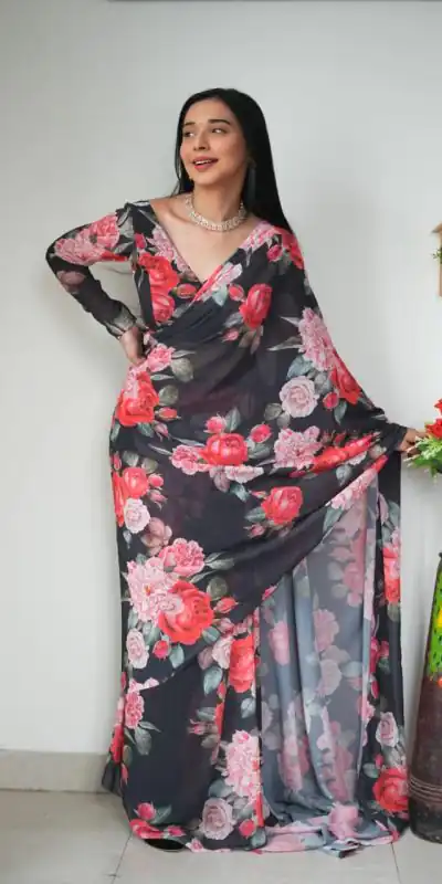 SC 263 Black Color Pure Soft Georgette Silk Design All Over Saree , Party Wear, Events, Festivals Expected Delivery 4-6 Working Days 1599/- | Designer Sarees, Sarees, Bollywood Sarees, Creative Sarees, Embroidered Sarees, Ethnic Saree, Modern Digital sarees, Party Wear Sarees