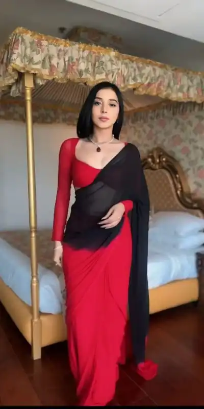 SC 274 Black & Red Color Pure Soft Georgette Silk Design All Over Saree , Party Wear, Events, Festivals Expected Delivery 4-6 Working Days 1599/- | Designer Sarees, Sarees, Bollywood Sarees, Creative Sarees, Embroidered Sarees, Ethnic Saree, Modern Digital sarees, Party Wear Sarees
